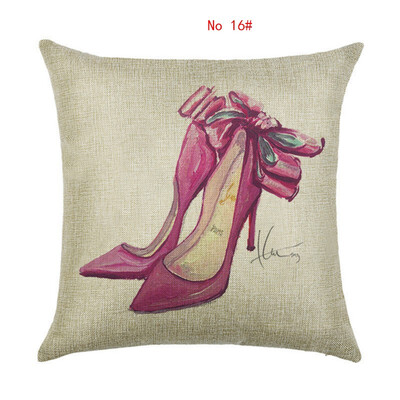 

Cushion cover 45cm45cm Womens shoes&cosmetics linencotton pillow case sofa cushion case square decorative pillow cover