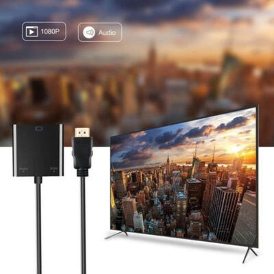 

1080P HDMI to VGA Adapter Converter CableUSB Power 35mm Audio Cable HDTV PC