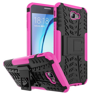

Fivice Samsung J7 PrimeOn 7 2016 Case TPU anti-fall tire pattern back clip bracket phone case