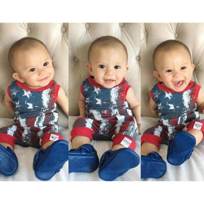 

Newborn Baby Boy Star-Spangled Banner Romper Bodysuit Jumpsuit Outfits Clothes