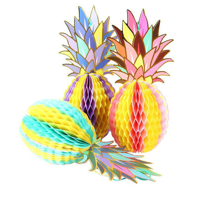

UpperX Color Pineapple Shape Paper Honeycomb Balls Table Centerpiece Summer Beach Tropical Party Decoration 3 Pieces