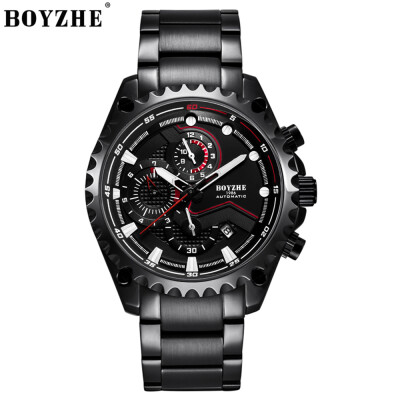 

BOYZHE WL022-G Watch Brand Luminous Waterproof Business Full-automatic Mechanical Men Stainless Steel Wrist Watch with Gift Box