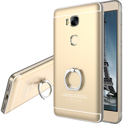 

Cool music front glory play 5X phone shell creative metal finger buckle protective sleeve bracket anti-crash shell for Huawei glory play 5x gold