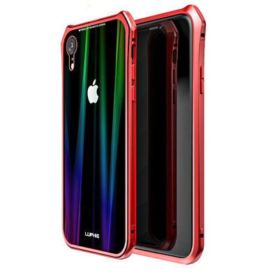

Colorfull Laser Bling Glitter Phone Case For iPhone  XR X 8 7 Plus Magnetic Metal Frame Shell Glass Cover For iPhone  Case