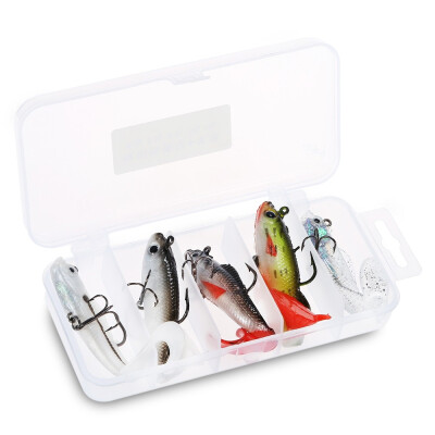 

5pcs Single tail Soft Fishing Bait Lure set soft baits Luya Fishing Lures with Lead Sinker Barbed Hook with Box