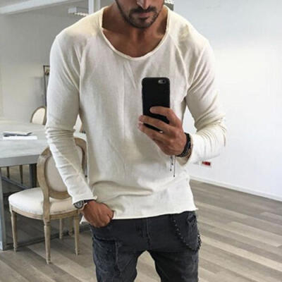 

Mens Slim Fit O Neck Long Sleeve Muscle Tee T-shirt Casual Tops Blouse UK