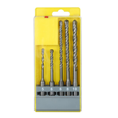 

5pcs 5mm6mm6mm8mm10mm Multi-Purpose Percussion Rotary Hammer Drill Bits Set with SDS-Plus Shank Drilling Tool for Concrete Mas