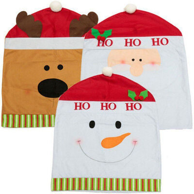 

UpperX 3pcsset Christmas Home Dinner Decor Xmas Santa Claus Snowman Deer Chair Back Covers 60x50cm
