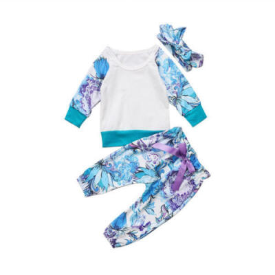 

Kids Newborn Baby Girl T-shirt Floral Clothes Leggings Long Pants Outfits 0-24M