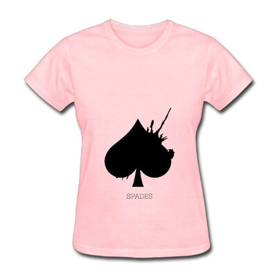 

Womens Spade Lucky Gamblers Poker Card Wealth Fortune Luck Tees Pink