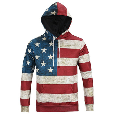 

Autumn&winter new mens hooded hooded jacket tide youth version of the flag printing men&women hooded sports sweater