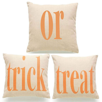 

UpperX 3Pack Happy Halloween Trick or Treat Pillow Covers Cotton Linen Sofa Home Decor Throw Pillow Case Cushion Covers 18X18inch