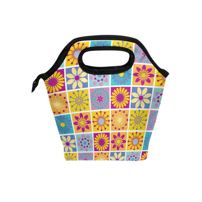 

Lunch Bag Tote Bag Colorful Flower Travel Picnic Organizer Lunch Holder Handbags Lunch Bag Box for Office
