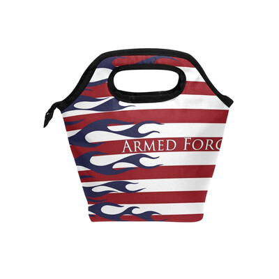 

Insulated Lunch Tote Bag Armed Forces Day Travel Picnic Lunch Handbags Portable Zipper Lunch Bag Box