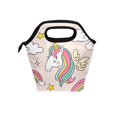 

Lunch Bag Rainbow Unicorn Tote Travel Picnic Insulated Handbags Portable Zipper Lunch Bag Box