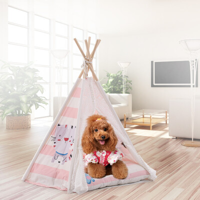 

Pet Dog Cat Teepee Tent Dog Tent Bed Pet Teepee Tent House with Cushion