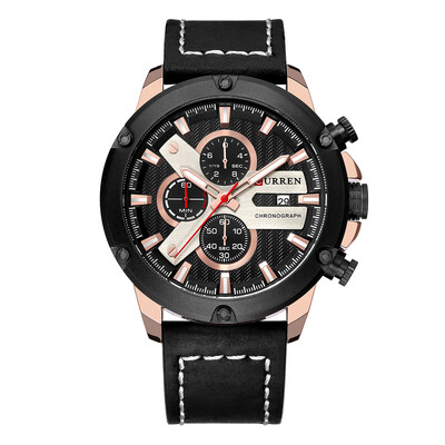 

CURREN 8308 Business Men Quartz Watch Calendar Chronograph Fashion Casual Leather Band Male Wristwatch