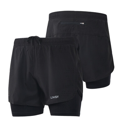 

Lixada Mens 2-in-1 Running Shorts Quick Drying Breathable Active Training Exercise Jogging Cycling Shorts with Longer Liner