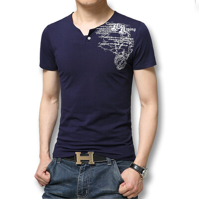 

Men T Shirt Fashion Men T Shirt 2016 Summer New Arrival Printed Men Casual V-neck Men T Shirts 5 Colors Casual Hot Sale T Shirts