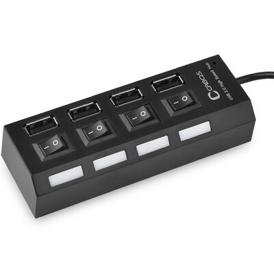 

Ferguson cabos computer usb splitter a drag four usp notebook multi-interface expander hub conversion hub with power 4 black with power black