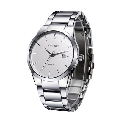 

CURREN Vintage Wristwatch Simple Dial Plate Stainless Steel Watch with Calendar