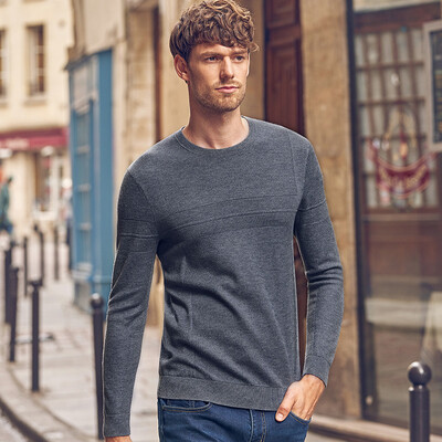 

Seven wolf sweater mens round neck sweater fit casual sweater mens business sweater 001 black 18054A2XL