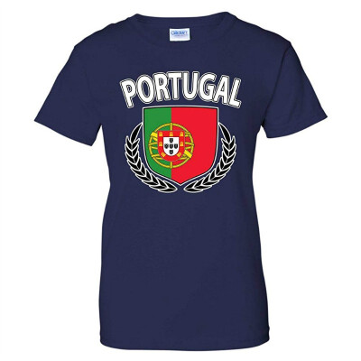 

Portugal Flag Crest Olive Wreath Laurel Womens T-Shirt