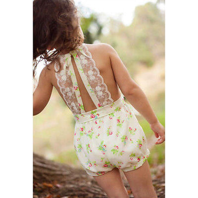 

Kids Girls Floral Lace Romper Playsuit One-piece Shorts Toddlers Clothes 2-7Y