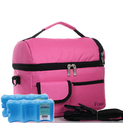 

V-Coool Set with blue ice double-layer high-capacity breast milk fresh package back milk pack ice bag lunch bag lunch bag red rose dry blue ice 2