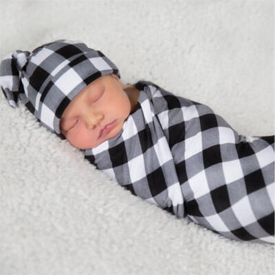 

Newborn Baby Infant Swaddle Blanket Sleeping Swaddle Muslin WrapHeadband ZR