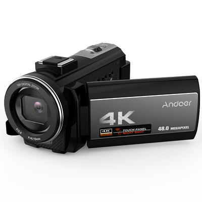 

Andoer Portable 4K 48MP WiFi Digital Video Camera Camcorder with External Microphone&039X Wide Angle Lens 30 Inch Touch Sc