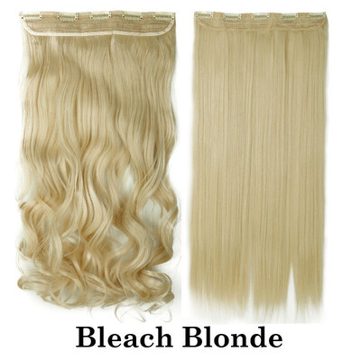 

Synthetic Fiber Clips in on Hair Extension 34 Full Head One Piece 5 Clips Long Silky Straight Curly Wavy