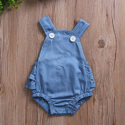 

Newborn Baby Girls Denim Layered Ruffle Romper Jumpsuit Outfits Clothes Summer