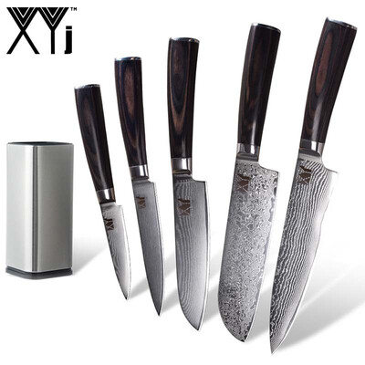 

XYj VG10 Damascus Steel Kitchen Knife 8 inch Knife Holder Beauty Pattern Blade Color Wood Handle Damascus Knife