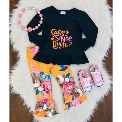 

UK Toddler Kids Baby Girl Autumn Outfit Clothes T-shirt TopsLong Pants 2PCS Set