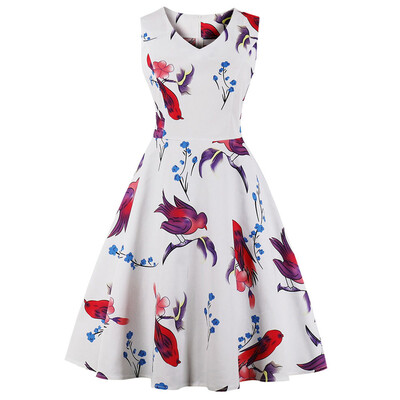 

Hepburn Vintage Series Dress Spring And Summer Fashion Printing Design Sleeveless Women Dress