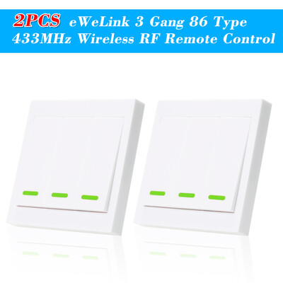

5PCS eWeLink Push Button Wall Light Switch Remote Controller 3 Gang 86 Type ONOff Switch Panel 433MHz Wireless RF Remote Control