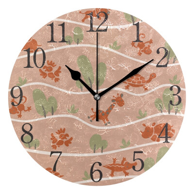 

Wall Clock Arabic Numerals Design Funny African Animals Round