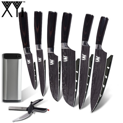 

XYj Kitchen Knives Imitating Damascus pattern Stainless Steel Knife Color Wood Handle Cooking Tools