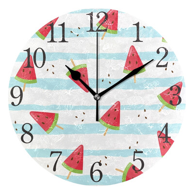 

Wall Clock Arabic Numerals Design Ice Cream Seamless Pattern Round
