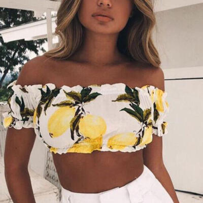 

AU Fashion Women Sexy Casual Off Shoulder Tank Top Vest Blouse Crop Tops Shirt