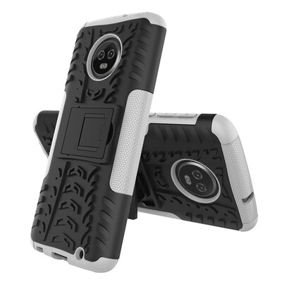 

Fivice Motorola Moto G6 Plus 2018 Case TPU anti-fall tire pattern back clip bracket phone case
