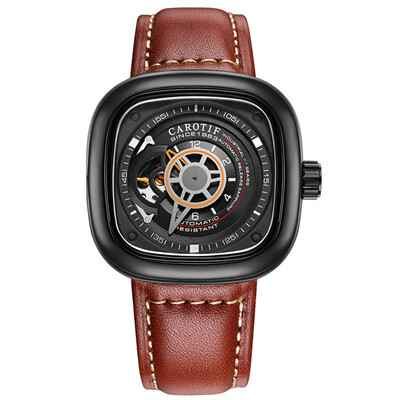 

Mens Watch Square Automatic Mechanical Turbine Clock Watch Mens Leather Waterproof Military Sports Watch