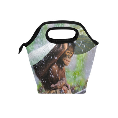 

Insulated Lunch Tote Bag Cute Orangutan Travel Picnic Lunch Handbags Portable Zipper Lunch Bag Box