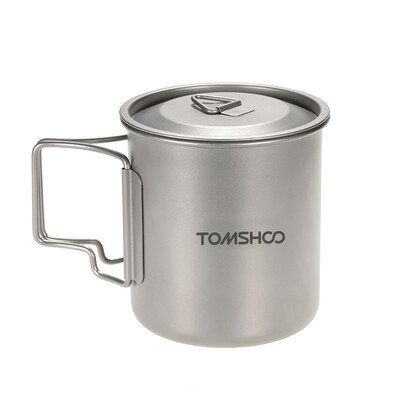 

TOMSHOO 420ml Titanium Water Cup Picnic Camping Mug with Lid
