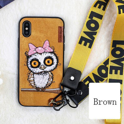 

New iphone X Case Embroidery Cute Mobile Phone Case Cartoon Animal Phone Case