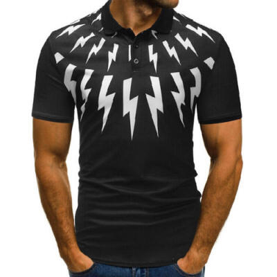 

AU Mens Lightning Short Sleeve T Shirt Slim Fit Casual Tops Clothing Muscle Tee