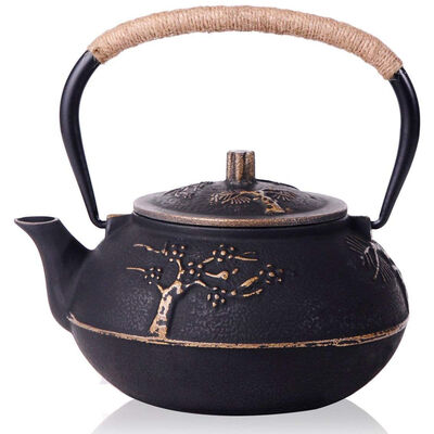 

UpperX Japanese Cast Iron Teapot Kettle with Stainless Steel Infuser Strainer Plum Blossom 30 Ounce 900 ml