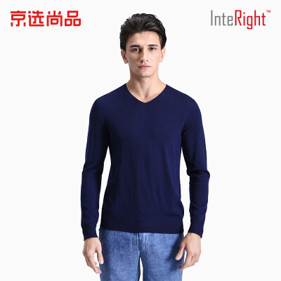 

Beijing selected products × INTERIGHT INTERIGHT mens sweater small V-neck seamless business slim sweater blue L
