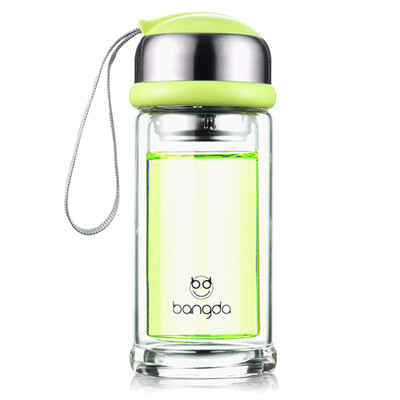 

Jingdong Supermarket Bangda with double-layer glass cup filter tea cup children&39s portable transparent tea cup yellow 220ml